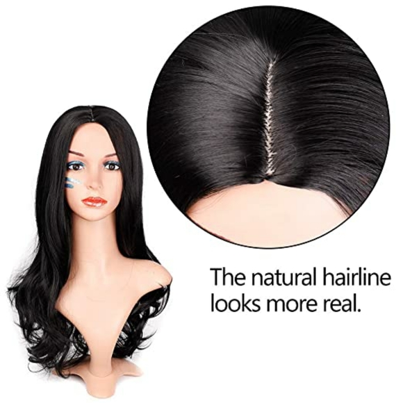 Black Wavy Wigs for Women Long Curly Wig Synthetic - Picture 3 of 4
